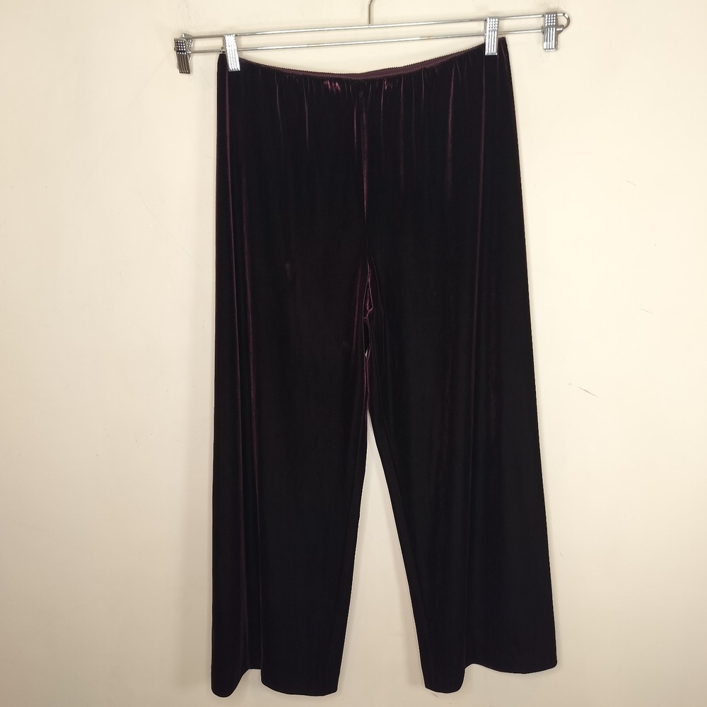 ALEX Evenings Velvet Wide Leg Pants Burgundy Pull On Party‎ Cocktail